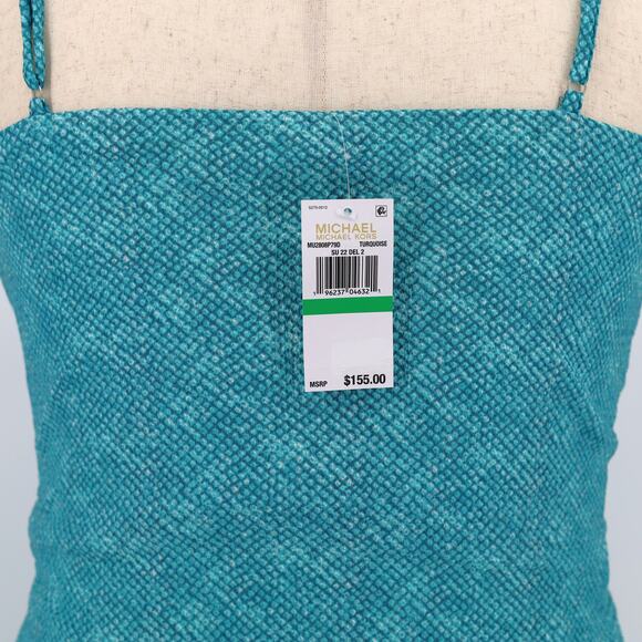 Michael Kors Women Turquoise Uroko Casual Twist Camisole Midi Dress Size XL - Picture 4 of 4